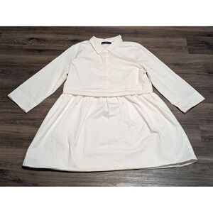 POMANDER PLACE Womens White Long Sleeve White Elia Shirt Dress Size L